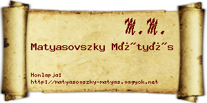 Matyasovszky Mátyás névjegykártya