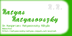 matyas matyasovszky business card